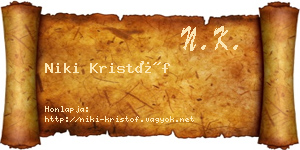 Niki Kristóf névjegykártya